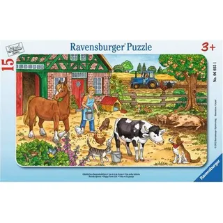 Ravensburger 06035 - Glückliches Bauernhofleben, 15 Teile Rahmenpuzzle Rahmenpuzzle, 15 Teile