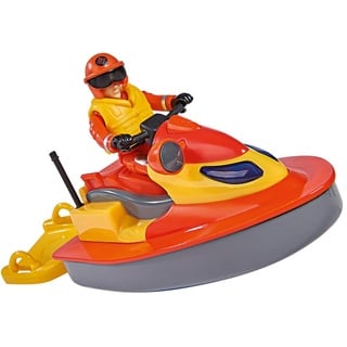 Simba 109251048 - Feuerwehrmann Sam Juno Jet Ski, mit Elvis Figur, Sitzfläche zum Aufklappen, schwimmt auf dem Wasser, für Kinder ab 3 Jahren