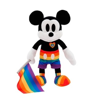 Disney Store Micky Maus Offizielles Kuscheltier, 35 cm, Kuscheltier mit kurzer Hose, Schuhen, Fahne und ausgesticktem Herz in Regenbogenfarben, Pride Collection, geeignet ab 0 Jahren
