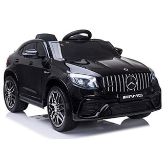 ES-TOYS Kinderfahrzeug - Elektro Auto Mercedes GLC63S - M - lizenziert - 12V7AH Akku,4 Motoren+ 2,4Ghz+Ledersitz+Eva (Schwarz)