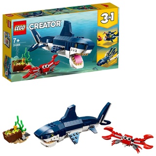 LEGO 31088 Creator Bewohner der Tiefsee, Spielzeug mit Meerestieren Figuren: Hai, Krabbe, Tintenfisch und  Seeteufel, Set für Kinder ab 7 Jahre