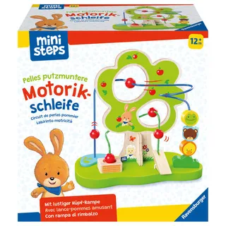 Ravensburger ministeps 4579 Pelles putzmuntere Motorikschleife fantasievolles Motorikspielzeug aus Holz mit 2 Drahtschleifen Baby-Spielzeug ab 1 Jahr