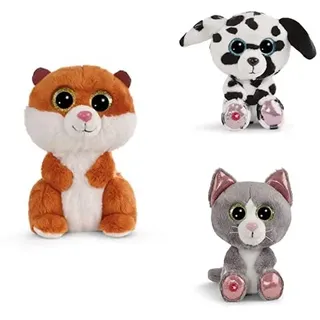 NICI 3-er Bundle Kuscheltier Glubschis Katze, Hund & Hamster 15cm