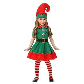 thematys Weihnachtself Kostüm-Set – Zauberhaftes Elfen-Outfit für Damen, Herren & Kinder, Ideal für Weihnachtsfeiern (Weiblich, 140cm bis 150cm)