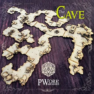 PWORK WARGAMES The Cave (La Caverna) – 3D Tactical Maps Rpg Fantasy Dungeon Tiles – Taktische 3D-Karten, modular, aus MDF, 3 mm