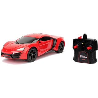 Jada Toys 253206005 Fast and The Furious Fast & Furious RC Lykan Hypersport, Ferngesteuertes Auto, Turbofunktion, 2-Kanal Funkfernbedienung, USB-Ladefunktion, inkl. Batterien, 1:16, rot, One Size