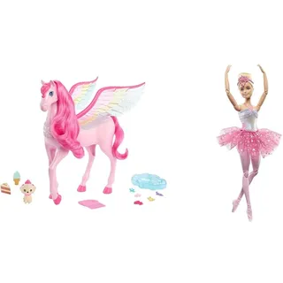 Barbie Ein Verborgener Zauber Pegasus & Dreamtopia Ballerina Puppe, Twinkle Lights Ballerina mit rosa Tutu und blonden Haaren