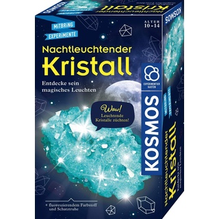 KOSMOS 658007 Nachtleuchtender Kristall, Kristalle selbst züchten, mit Schatztruhe, Experimentieren für Kinder ab 10 Jahre, Mitbringsel, kleines Geschenk