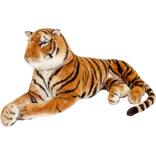 BRUBAKER Kuscheltier Tiger in Lebensgröße - 220 cm Riesiger Plüschtiger (König des Dschungels, 1-St., XXXL Stofftier 2,2m), Gigantisch Groß - Braun oder Weiß braun