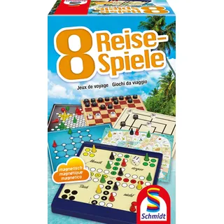 Schmidt Spiele 49102 - 8 Reise-Spiele, Spielesammlung, magnetisch, Bunt, 1 bis 4 Spieler