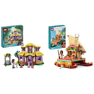 LEGO Disney Wish Ashas Häuschen Set, öffnendes Spielzeug-Puppenhaus & Disney Princess Vaianas Katamaran Spielzeug Boot