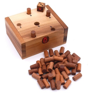 ROMBOL Denkspiele Spiel, Brettspiel Endlich die 6 - ein lustiges Würfelspiel aus Holz, einfache Regeln, Holzspiel