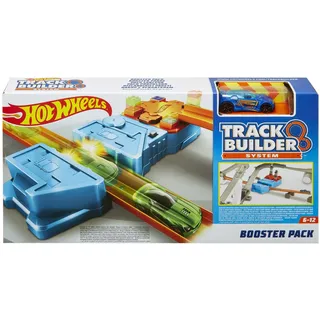 Hot Wheels Bahn Track Builder, Beschleuniger Bauset zum Spielen mit der Autorennbahn von Hot Wheels, mit 2 Tracks und inkl. 1 Spielzeugauto, Spielzeug ab 6 Jahre, GBN81