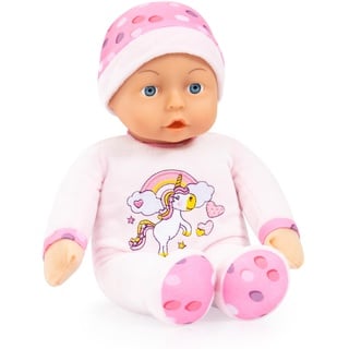 Bayer Design 93029AB Babypuppe, Spielpuppe, Kuschelpuppe, weich, ca. 30 cm, Rosa, Einhorn