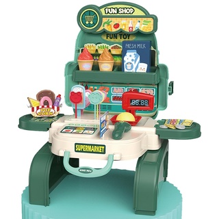 Premium 2in1 Kinder Kaufladen mit Kaufladen Zubehör und Spielgeld - Spielzeug ab 3 Jahre