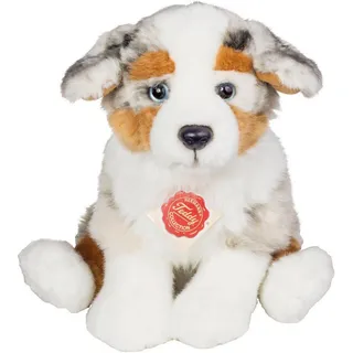 Teddy Hermann® Kuscheltier Australian Sheperd Welpe sitzend, 22 cm, zum Teil aus recyceltem Material braun|grau|weiß