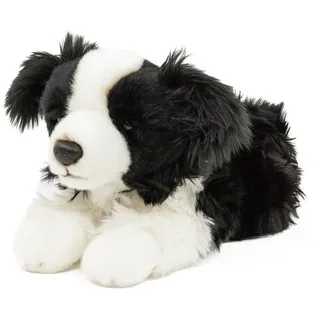 Teddys Rothenburg Kuscheltier Kuscheltier Hund Border Collie 30 cm liegend schwarz/weiß Plüschhund (Stoffhunde Plüschhund, Terrier Plüschtiere Stofftiere)