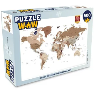 MuchoWow Puzzle Weltkarte - Einfach - Braun, Puzzleteile, Foto-Puzzle, Bilderrätsel, Puzzlespiele, Spielzeug bunt 48 cm x 48 cm x 34 cm