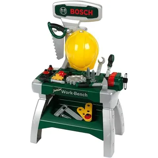 Theo Klein 8612 Bosch Werkbank Junior 2+ | Inkl. Helm, Schraubstock, Werkzeugen, Latten, Nägel, Schrauben und Muttern | Maße: 49 cm x 29 cm x 71 cm | Spielzeug für Kinder ab 2 Jahren