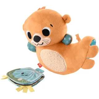 Fisher-Price Sensorik-Plüschspielzeug für Babys, Wippender 2-in-1-Otter zum Spielen in der Bauchlage mit Spielbuch für Neugeborene, HXG96