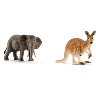 SCHLEICH 14761 - Afrikanische Elefantenkuh & 14756 - Känguru