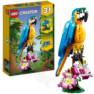 Lego 31136 Creator 3in1 Exotischer Papagei, Frosch und Fisch Ostergeschenk Dschungel-Tier-Figuren Bauspielzeug, kreatives Osterdeko Spielzeug für Kinder ab 7 Jahren zu Ostern 2023