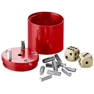 BestSaller 3004 SUPER SIX Würfelspiel Aluminum, 36 Spielstäbchen & 2 Würfel, rot