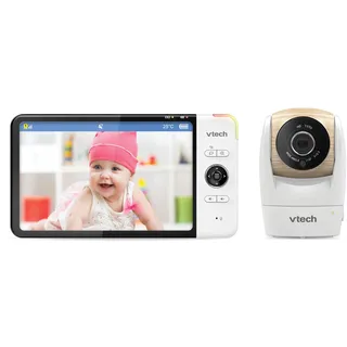 Vtech VM919 HD Babymonitor – Video-Babyphon mit Weitwinkelkamera – 360° Panoramasicht, HD-Video, klarer Sound, 7" LCD-Farbbildschirm mit Nachtsichtfunktion, Gegensprechfunktion, Liedern u.v. m.