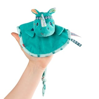 Lilliputiens 83120 Schnuffeltuch Kuscheltuch Fingerpuppe Schnullertuch Nashorn Marius blau 26x18 cm