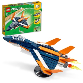 LEGO Creator 3-in-1 Überschalljet, Flugzeug, Hubschrauber und Boot, 3 Modelle zum Bauen, Spielzeug ab 7 Jahre 31126
