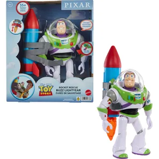 Mattel Disney und Pixar Toy Story Buzz Lightyear Actionfigur, 30,5 cm groß, mit Rakete & 20 Plus Sätzen & Sounds, Raketenrettungspaket Buzz Pack, HTR73, Mehrfarbig