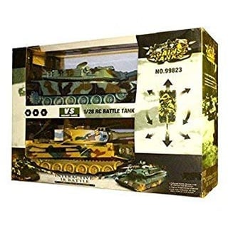 s-idee® 99823 2 x Battle Panzer 1:28 mit integriertem Infrarot Kampfsystem 2.4 Ghz RC R/C Ferngesteuerter Panzer, Tank, Kettenfahrzeug, IR Schussfunktion, Sound, Licht, Neu, 1:24, Schuss Sound