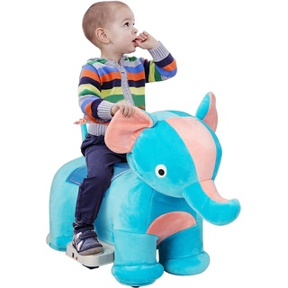 COSTWAY 6V Kinder Elektroauto in Tierform, Kinderfahrzeug Plüsch, Aufsitzspielzeug mit Fußpedal, 2-5 km/h, ab 3 Jahre (Elefant)