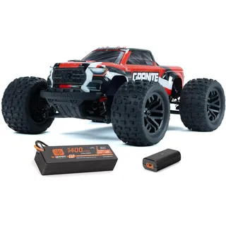 ARRMA Granite GROM Ferngesteuertes Auto, RC Auto 1/18, bürstenloser Motor über 30 km/h, inkl. Akku und Zubehör, Rot, ARA2102T2