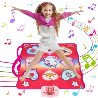 Birshe Tanzmatte für Mädchen, Tanzmatte Kinder Spielzeug Geschenke für Mädchen Alter 3 4 5 6 7 8 9 10 11 12+ Jahre, Musical Tanzmatte Spiel mit LED Anzeige, Geburtstag Weihnachten Spielzeug