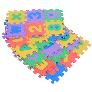 36 Stück Eva Schaumstoff Puzzlematte, Puzzlematte für Kinder, weich, Buchstaben + Zahlen, aus Eva-Schaumstoff, jeder Teppich 12 x 12 cm