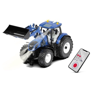 siku 6797, New Holland T7.315 Traktor mit Frontlader, Blau, Metall/Kunststoff, 1:32, Ferngesteuert, Ohne Fernsteuermodul, Steuerung per Bluetooth via App