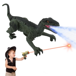 Kikuo Dinosaurier Spielzeug Roaring Dragon, Elektrisch Laufender Dino Spielzeug, Ferngesteuerter Dinosaurier mit Lichttraktion, Sprühnebel, 3D-Augen Dino Roboter für Jungen im Alter von 4 5 6+