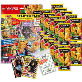 Bundle mit Lego Ninjago Serie 8 Next Level Trading Cards - 1 Starter + 20 Booster + 2 Limitierte Star Wars Karten + Exklusive Collect-it Hüllen