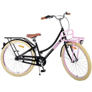 TPFSports Kinderfahrrad Volare Excellent 26 Zoll mit Rücktritt + Handbremse, 3 Gang, (Mädchen Fahrrad - Rutschfeste Sicherheitsgriffe), Kinder Fahrrad 26 Zoll mit Ständer Laufrad Mädchen Kinderrad schwarz