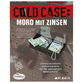 Ravensburger Verlag - ThinkFun - 76486 - Cold Case: Mord mit Zinsen. Der Krimi im eigenen Heim. Wer findet den Mörder? Ein Rätsel-Spiel für Einen oder in der Gruppe ab 14 Jahren