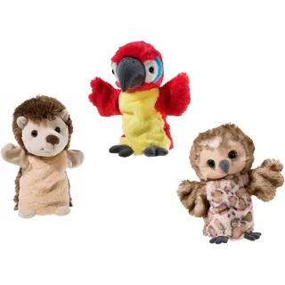 Heunec® Handpuppe Igel, Eule und Papagei (Set, 3-tlg) bunt