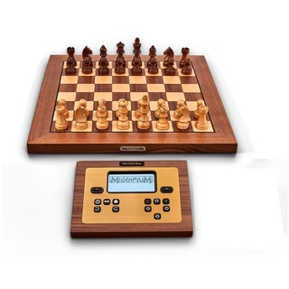 Millennium Spiel, M828 Chess Classics Exclusive Schachcomputer, aus Holz, Sensorbrett, Schachprogramm, ChessGenius & The King braun