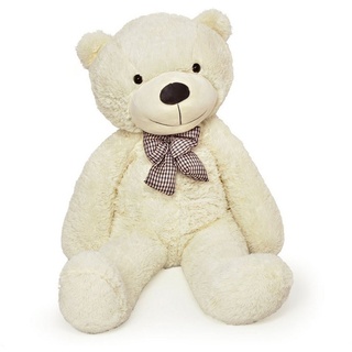 Lumaland Kuscheltier Riesen XXL-Teddybär mit Knopfaugen & Schleife 120cm beige