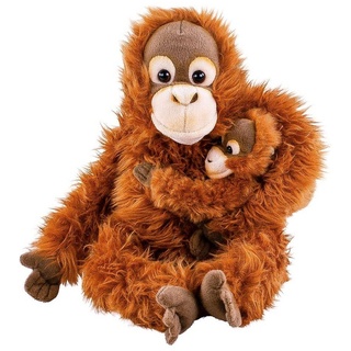 Teddys Rothenburg Kuscheltier Orang Utan Affe mit Baby 28 cm sitzend Plüschaffe Uni-Toys, kuschelweicher Plüsch