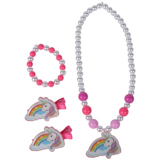 Simba 105562479 - Steffi Love Girls Einhorn Schmuck Set, 1 Halskette mit Anhänger, 2 Haarclips mit Logos, 1 Armband, Unicorn, Pony, Regenbogen, ab 3 Jahren