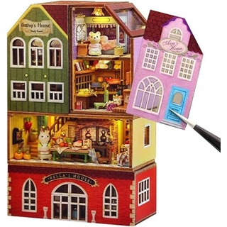 TOPBSFARNY 6PCS DIY Puppenhaus Kit Kreative Montage Miniatur Landschaft Puppenhaus Mini World Series Miniatur Sammlung 3D Holzpuzzle für Weihnachten Spielzeug... (ZQW-QH-4PCS)