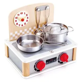 Hape Kinderküche E3151 2-in-1 Küchen- und Grill-Set, aus Holz, 30 x 23 x 26 cm, mit 5-teiligem Zubehör