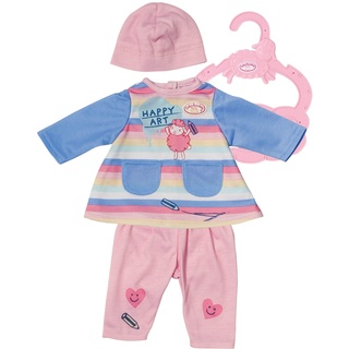 Baby Annabell Little Kleid, Puppenoutfit mit Strampler, Longshirt, Hose, Mütze und Kleiderbügel in rosa und blau, für 36 cm große Puppen, 706541 Zapf Creation