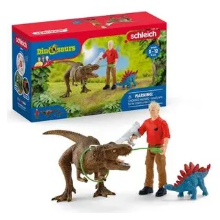 schleich Spielset DINOSAURS 41465, ab 4 Jahre, Tyrannosaurus Rex Angriff, 5 Teile